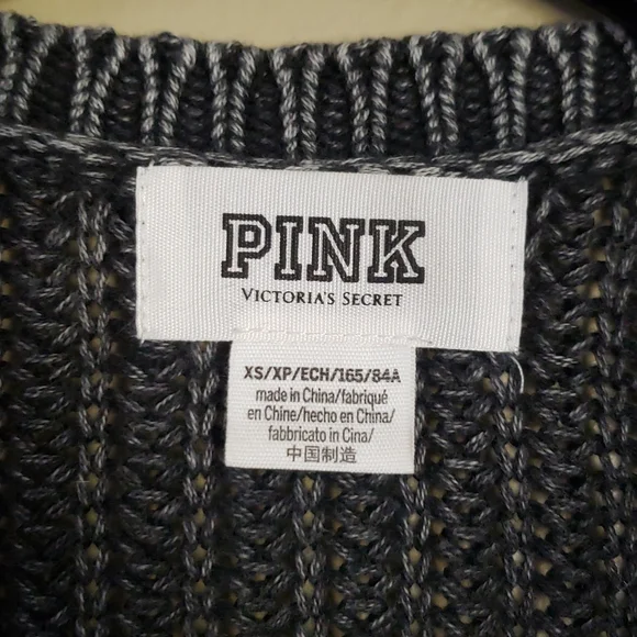 Victoria's Secret PINK Cardigan *RARE* XS Black White Gray Marbled Distressed - Picture 7 of 7